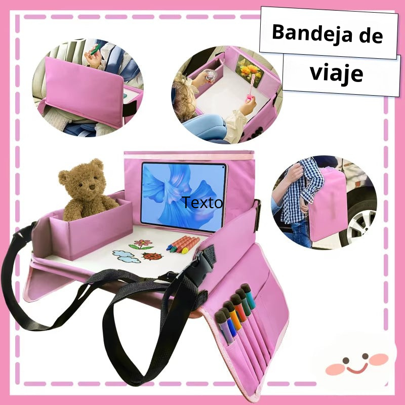 Bandeja de Viaje Multifuncional para Niños: Comida, Juegos y Dibujo en el Coche