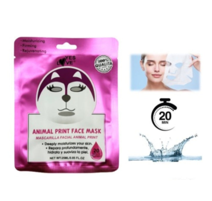 🐾💖 Mascarilla facial animal print – Hidratación divertida y efectiva 🌸✨