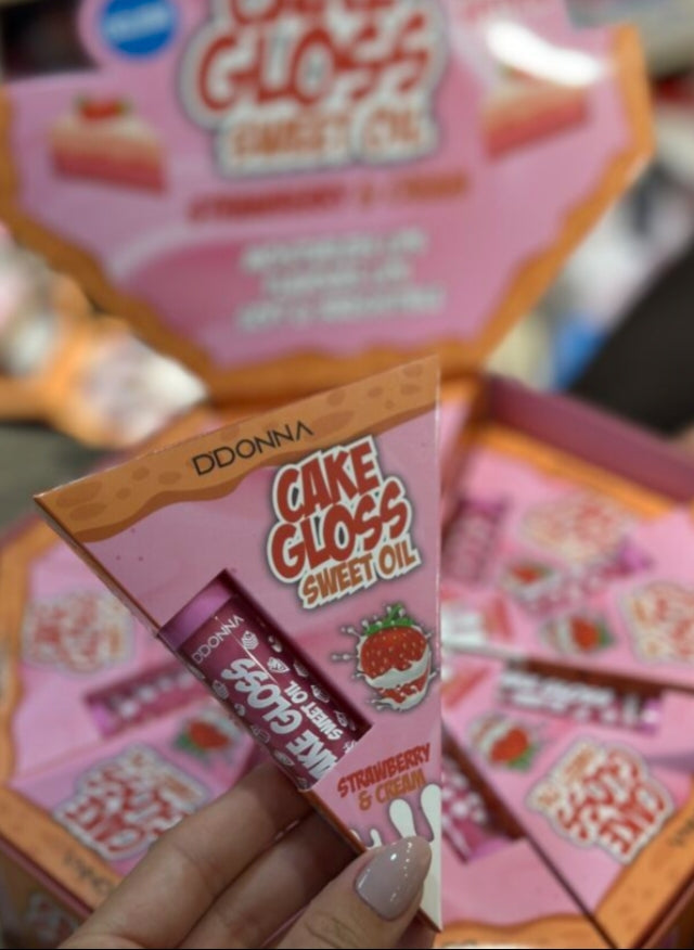 💋 D'Donna cake gloss sweet oil – Strawberry & cream 🍰✨ (edición limitada)