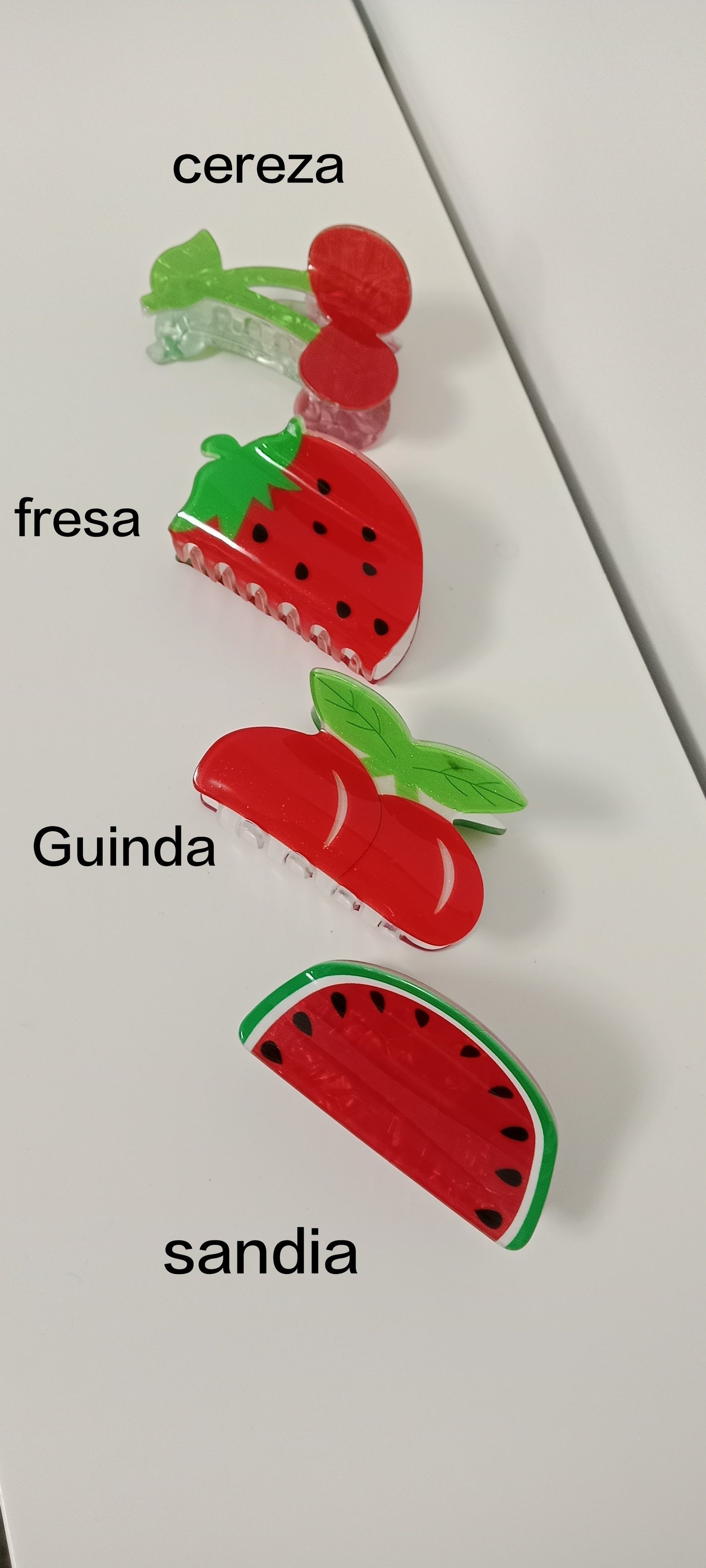 🍓✨ Pinzas frutales para el pelo – Cereza, fresa, guinda y sandía ✨🍉
