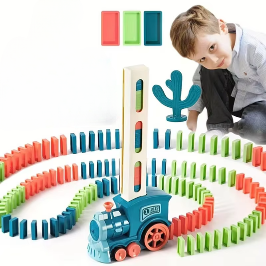 El tren mágico de diversión en cadena, un dominó para grandes y pequeños.