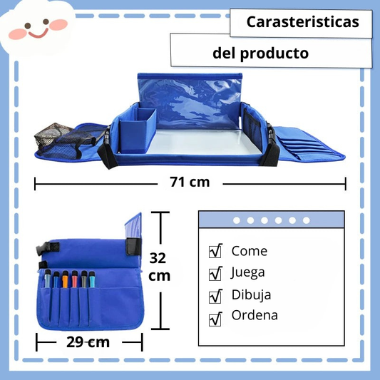 Bandeja de Viaje Multifuncional para Niños: Comida, Juegos y Dibujo en el Coche