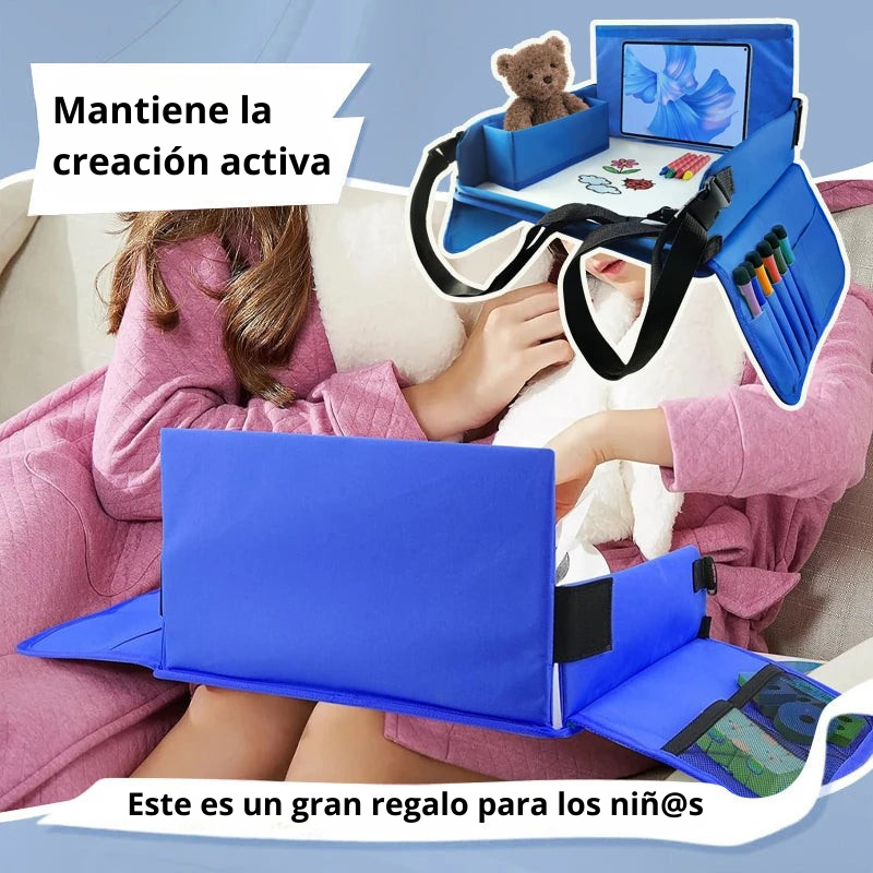 Bandeja de Viaje Multifuncional para Niños: Comida, Juegos y Dibujo en el Coche