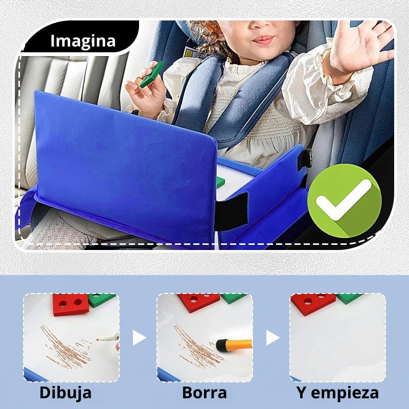 Bandeja de Viaje Multifuncional para Niños: Comida, Juegos y Dibujo en el Coche