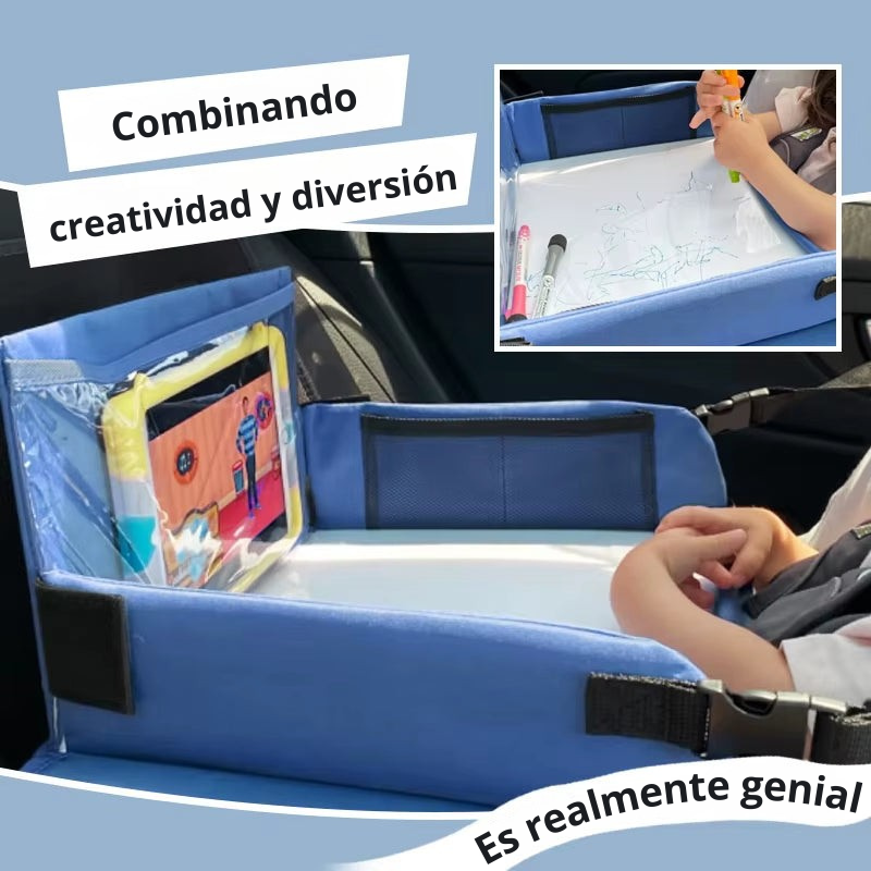 Bandeja de Viaje Multifuncional para Niños: Comida, Juegos y Dibujo en el Coche