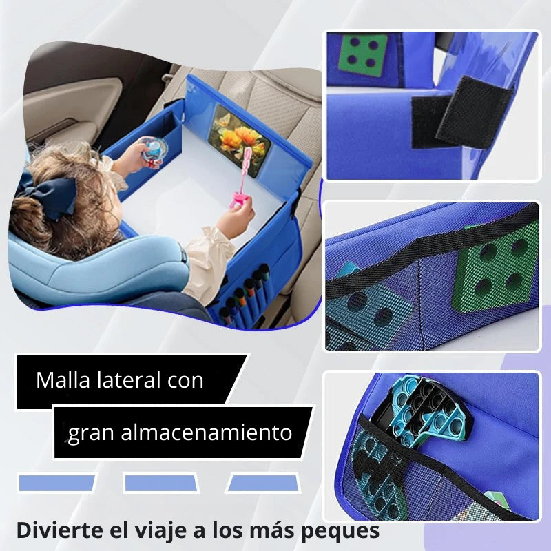 Bandeja de Viaje Multifuncional para Niños: Comida, Juegos y Dibujo en el Coche