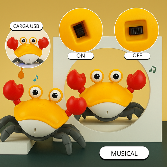 Cangrejo para niños pequeños, juguete educativo de música para gatear, divertido y recargable