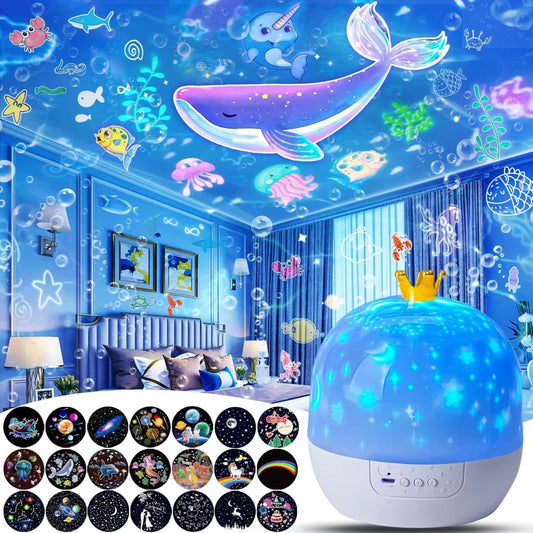 🌠🎶 Proyector giratorio 360° | 21 proyecciones de cielo estrellado y mundo marino en tu habitación.