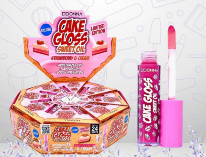 💋 D'Donna cake gloss sweet oil – Strawberry & cream 🍰✨ (edición limitada)