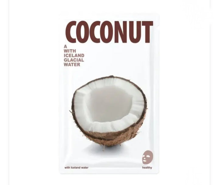 🥥 Mascarilla facial hidratante de coco – Frescura natural con agua glacial de Islandia ❄️💧