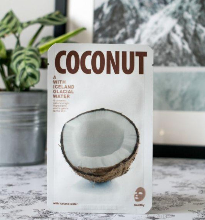 🥥 Mascarilla facial hidratante de coco – Frescura natural con agua glacial de Islandia ❄️💧