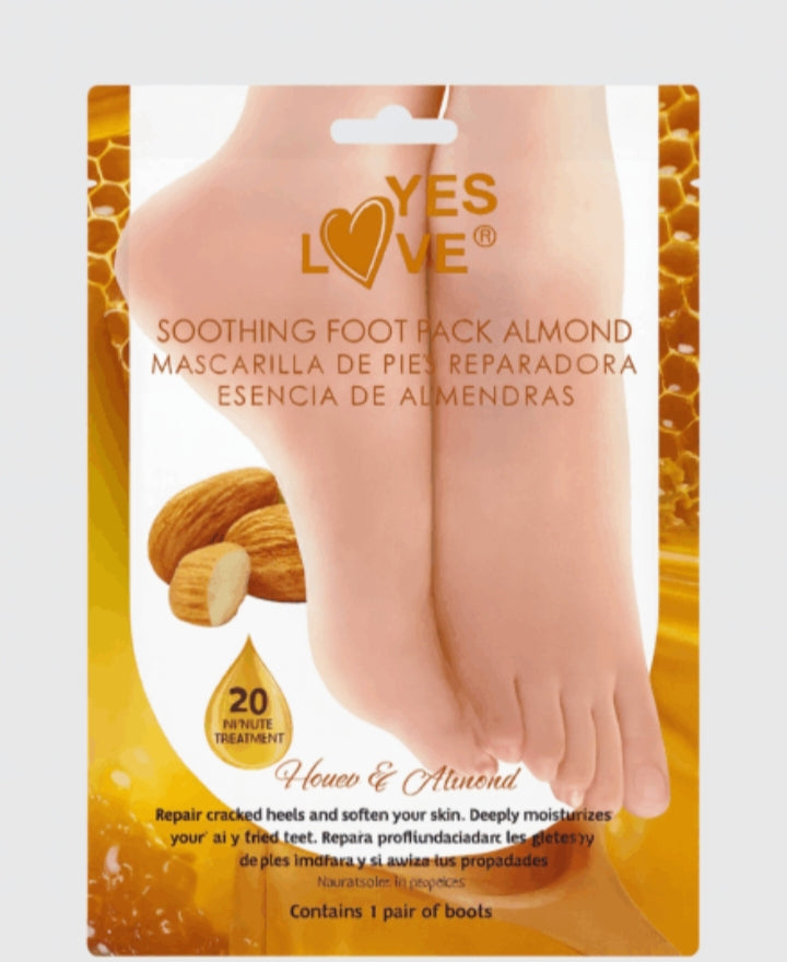 🦶✨ Mascarilla reparadora de pies con esencia de almendras – Suavidad en 20 minutos ✨💛