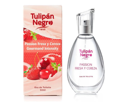 🌸🍓 Perfume femenino Tulipán Negro – con aromas de Fresa Nata, fresa cereza & sweet violeta 50ml