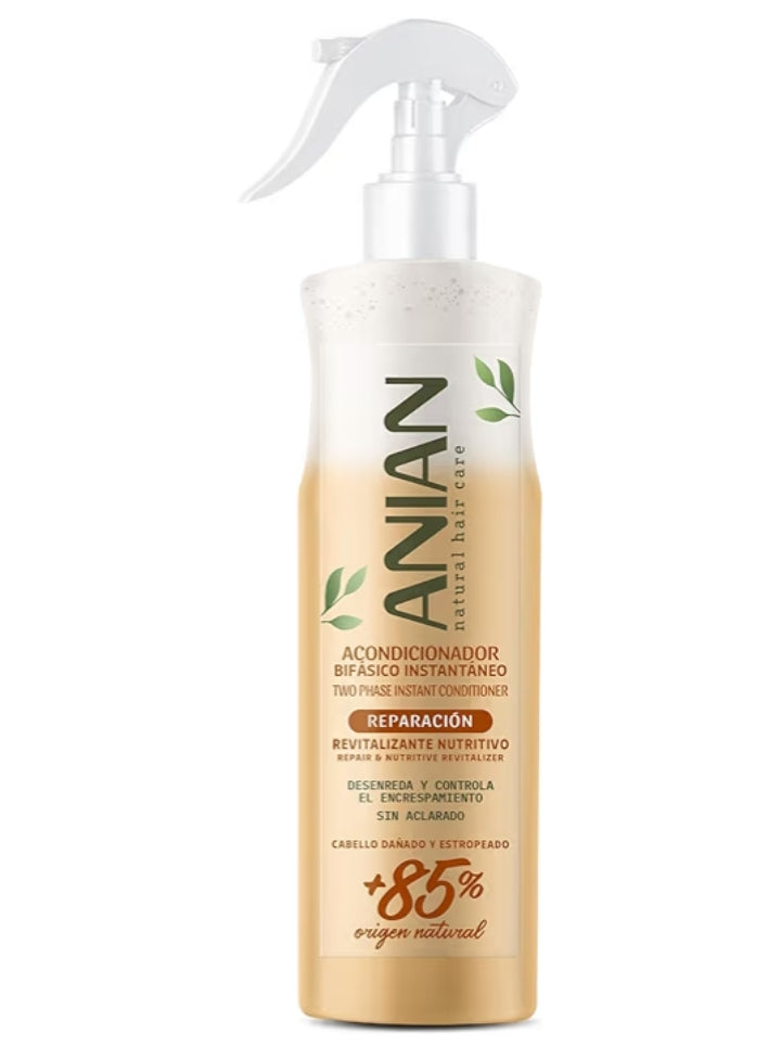 ✨ Acondicionador bifásico ANIAN – Reparación, hidratación & definición en un solo spray 💛💙💚