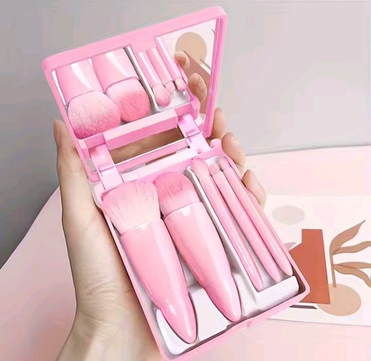 💗 Set de brochas de maquillaje con espejo – medida perfecta para viaje 💗